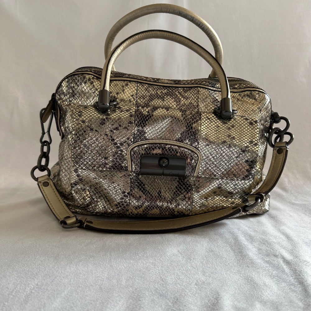 Coach Kristin Large Satchel in Metallic Python